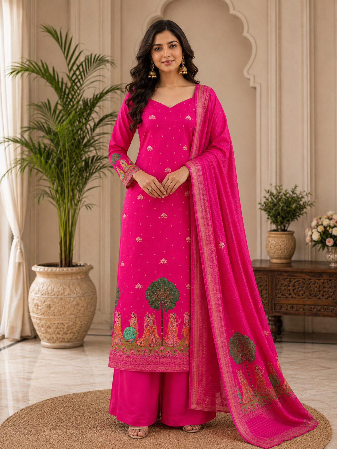Premium Maheshwari Silk with elegant self-weaving texture