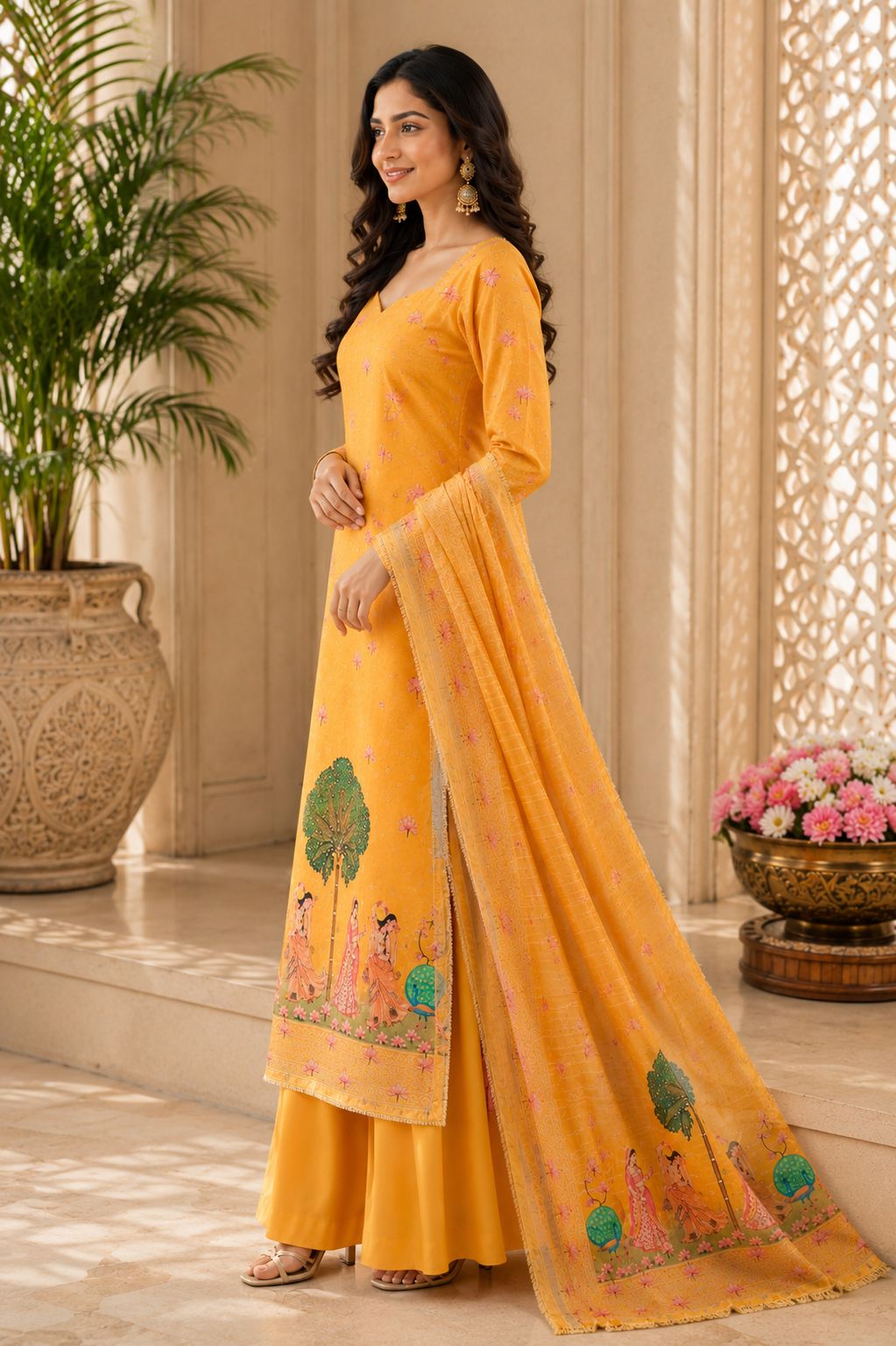 Premium Maheshwari Silk with elegant self-weaving texture