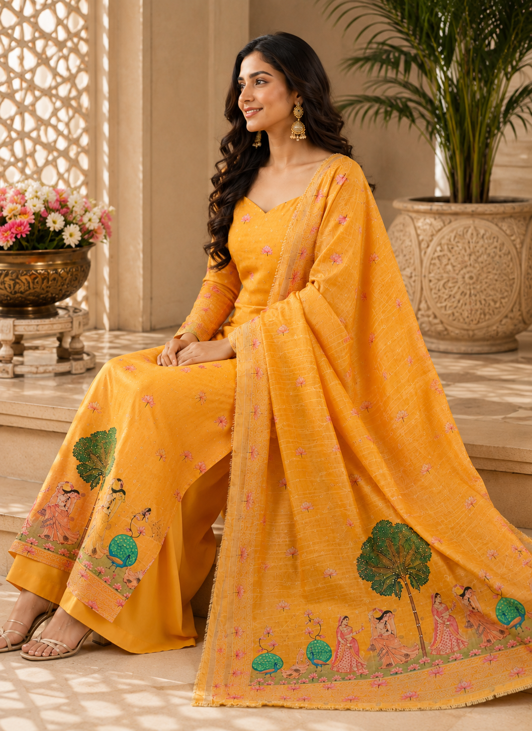 Premium Maheshwari Silk with elegant self-weaving texture
