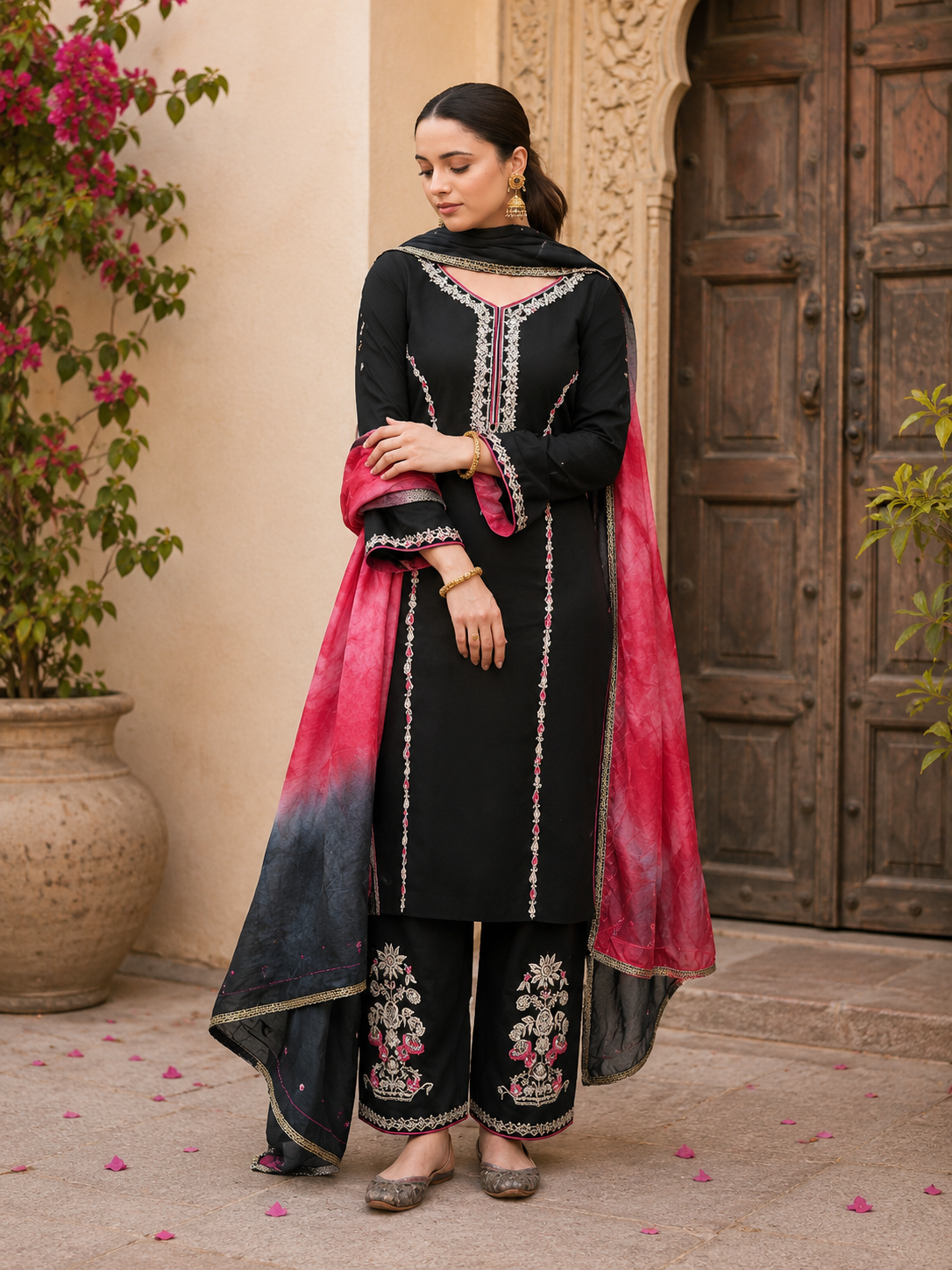 Pure cotton punjabi all over suit with cotton silk dupatta