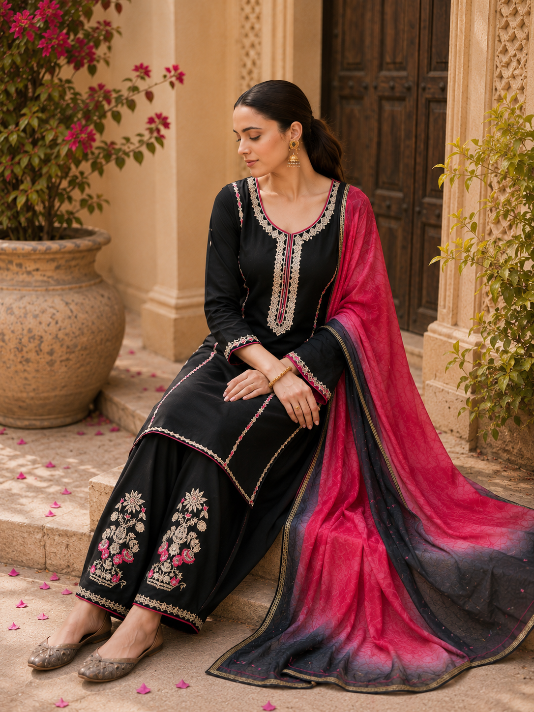 Pure cotton punjabi all over suit with cotton silk dupatta