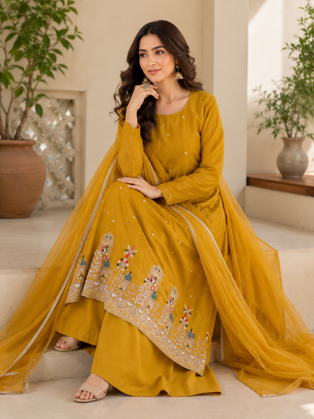 Fendi silk fancy embroidered handwork , designer suit