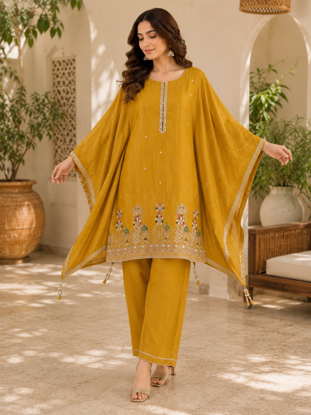 Fendi silk fancy embroidered handwork , designer suit