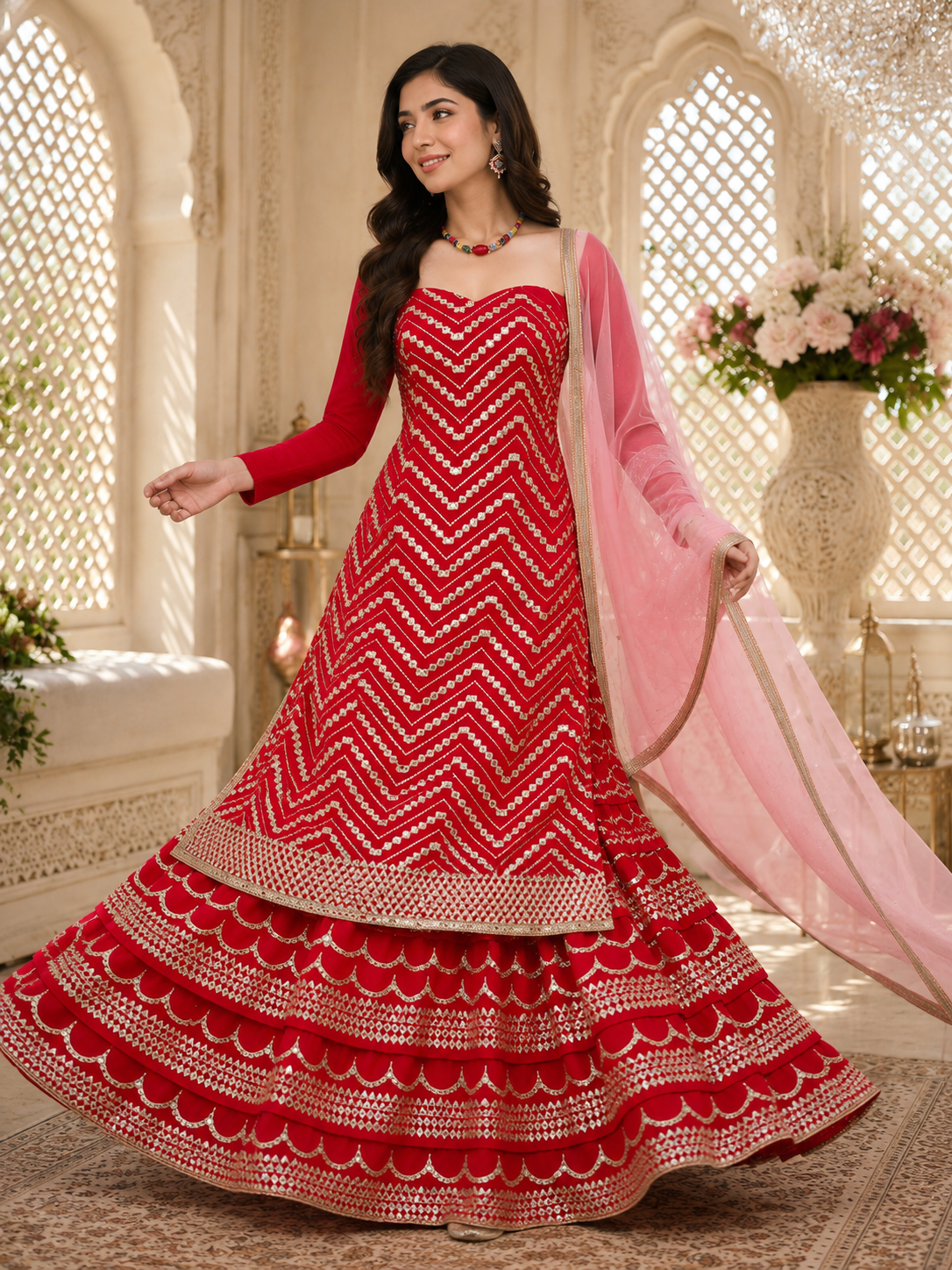 Wedding heavy party wear lehenga/plazzo option dress