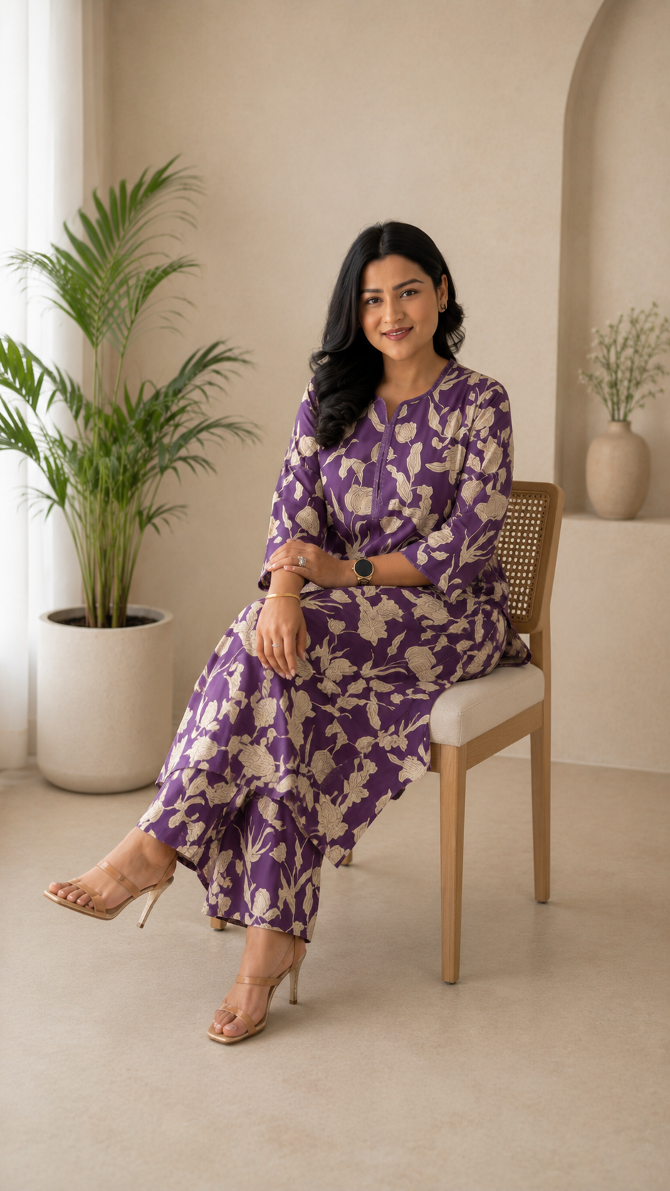 Women's Cotton Printed A-Line Kurta Set | Designer Lace Sleeves | Fully Stitched