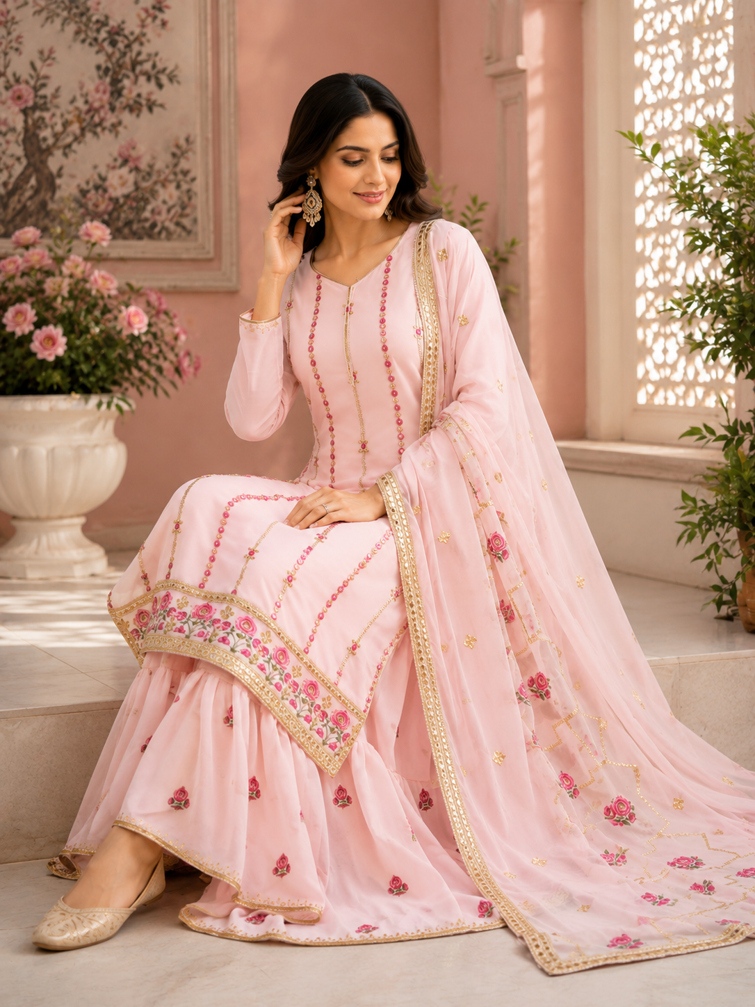 Pretty shade classy party wear garara suit