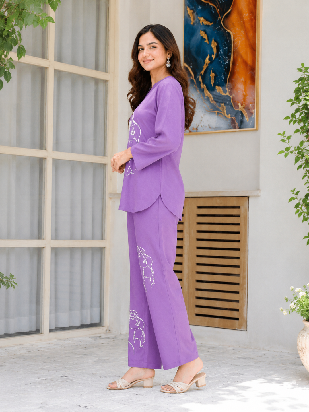 Women's Embroidered Cotton Co-Ord Set | Fully Stitched | Casual & Daily Wear