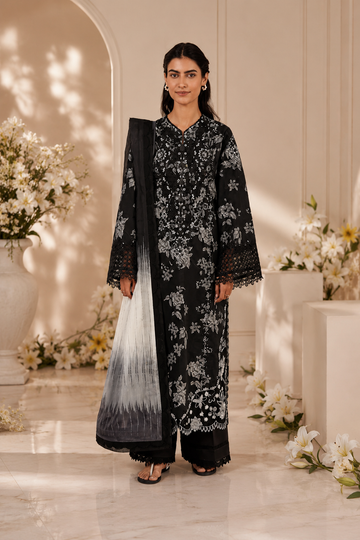 Pure cotton pakistani designer black shade suit