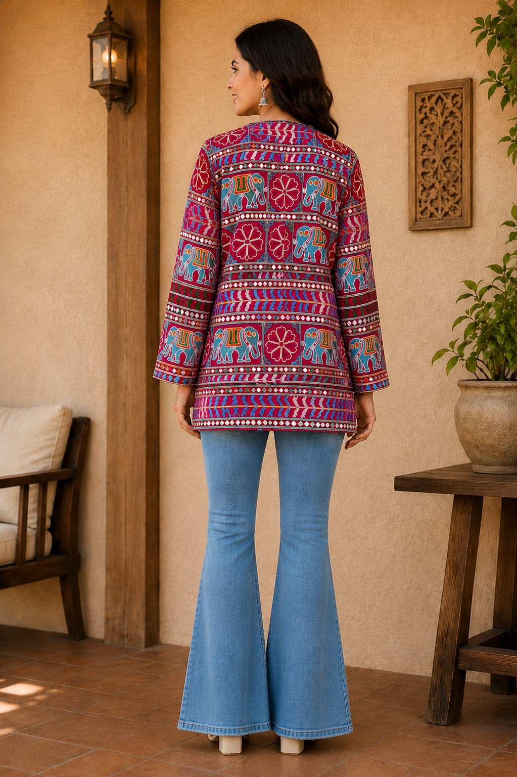 Premium Embroidered Mirror Work Ethnic Jacket | Boho Coat for Women | Indo-Western Wear