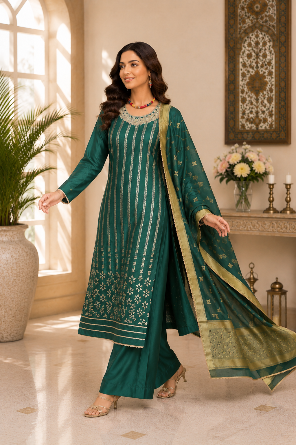 Muslin silk designer semi stitched hand worksuit