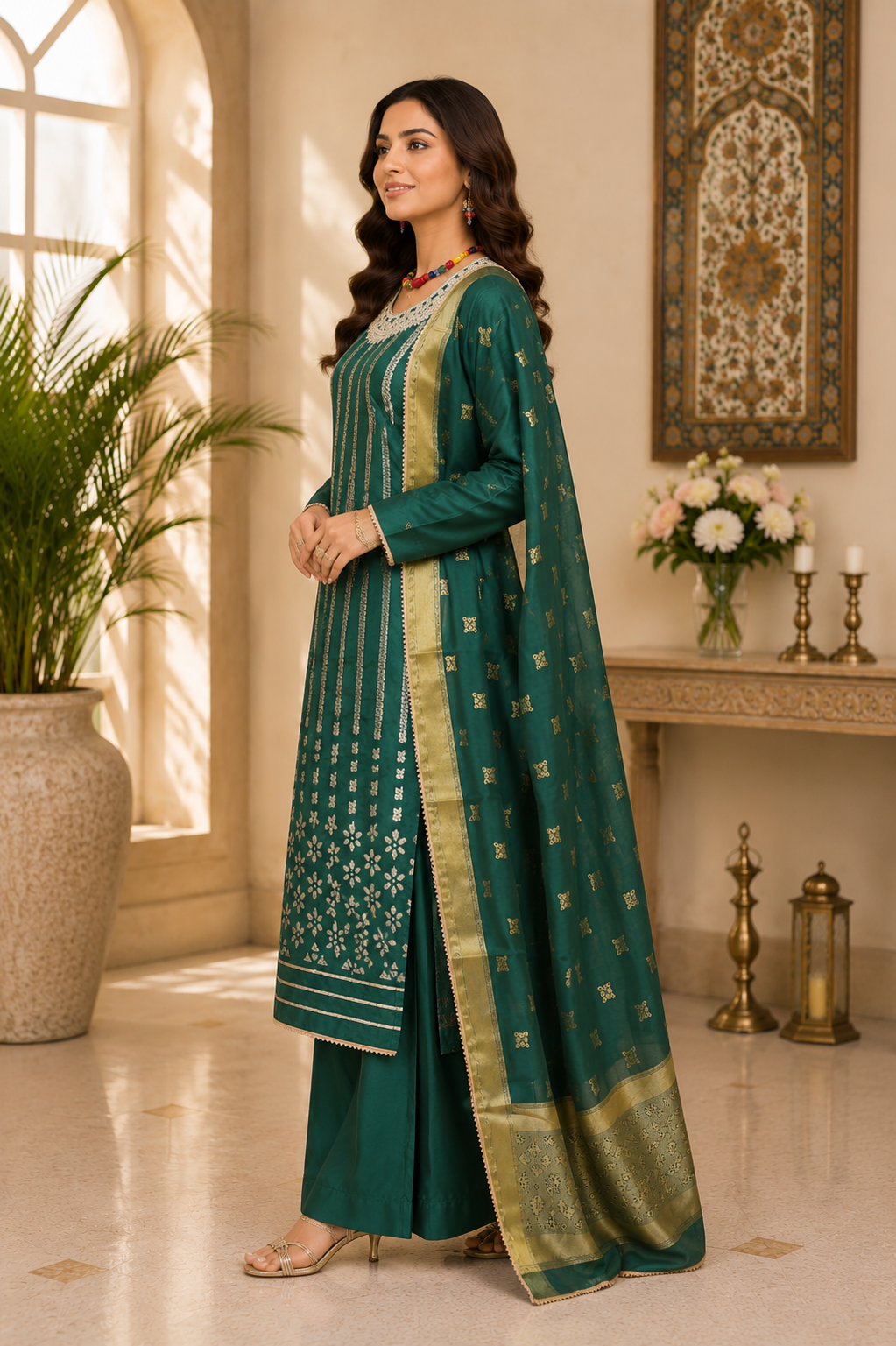 Muslin silk designer semi stitched hand worksuit