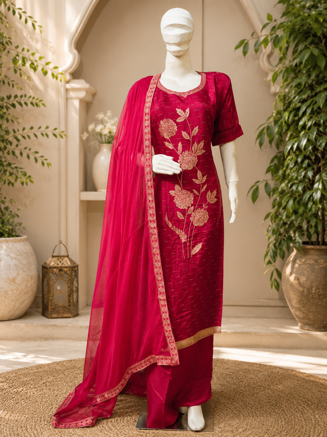 Jaquard weaving beautiful silk suit