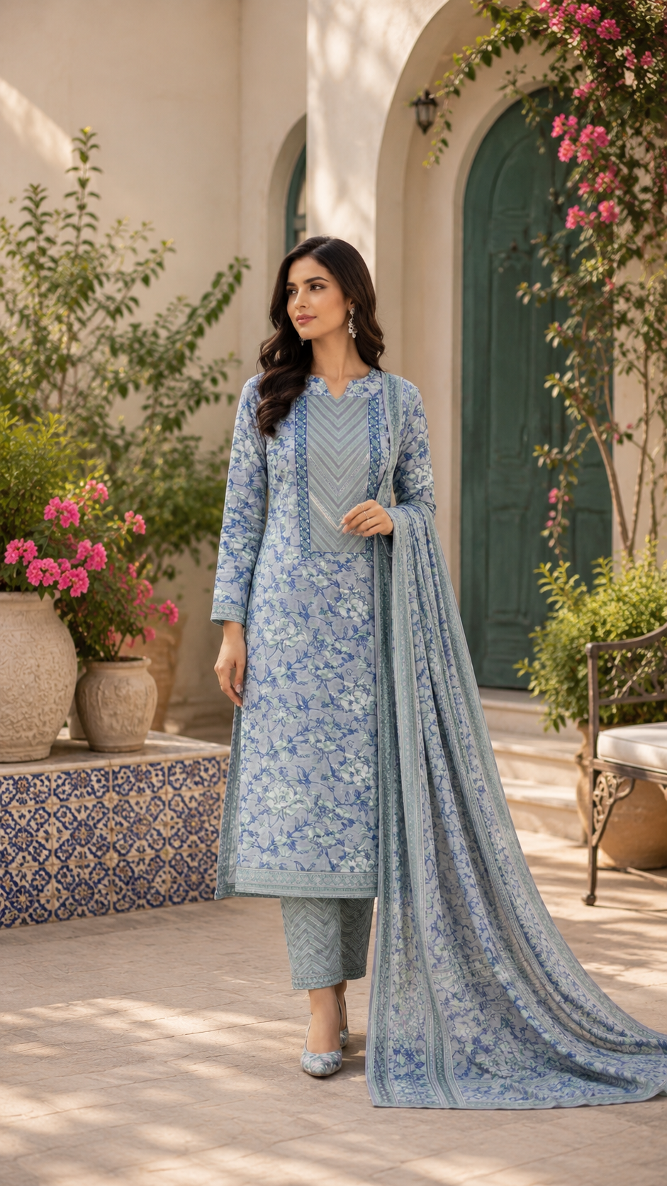 Daily wear/office wear pure cotton comfortable cotton dupatta suit