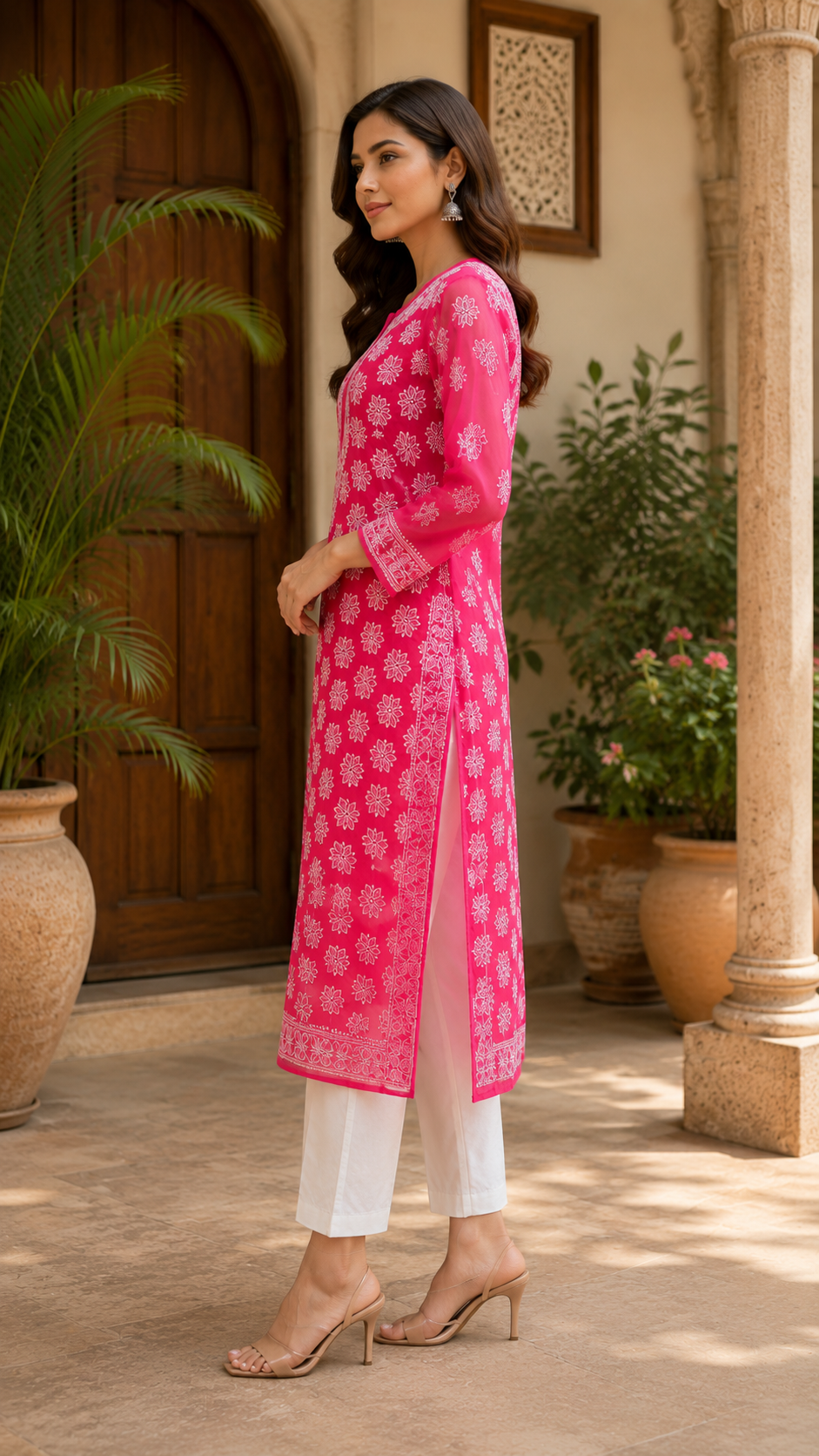 Lucknowi work georgette kurti