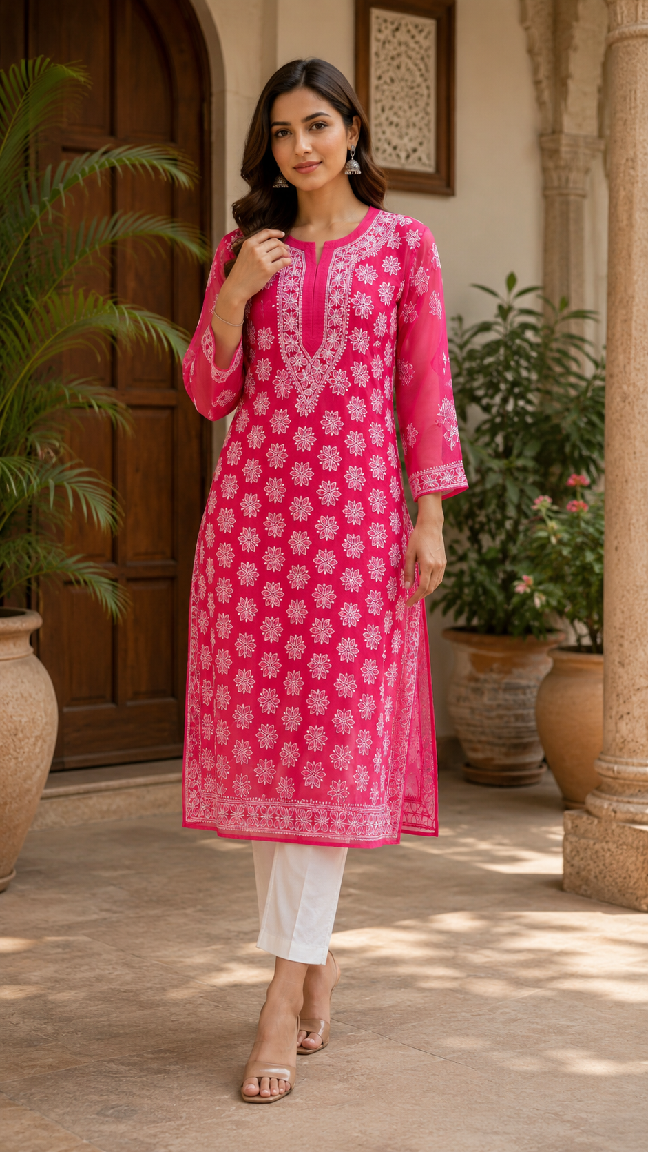 Lucknowi work georgette kurti