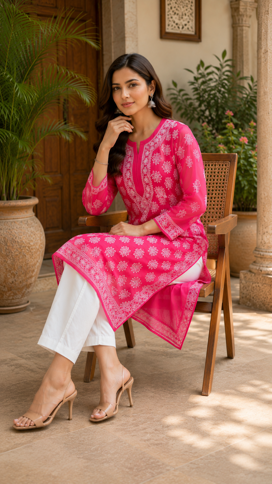 Lucknowi work georgette kurti