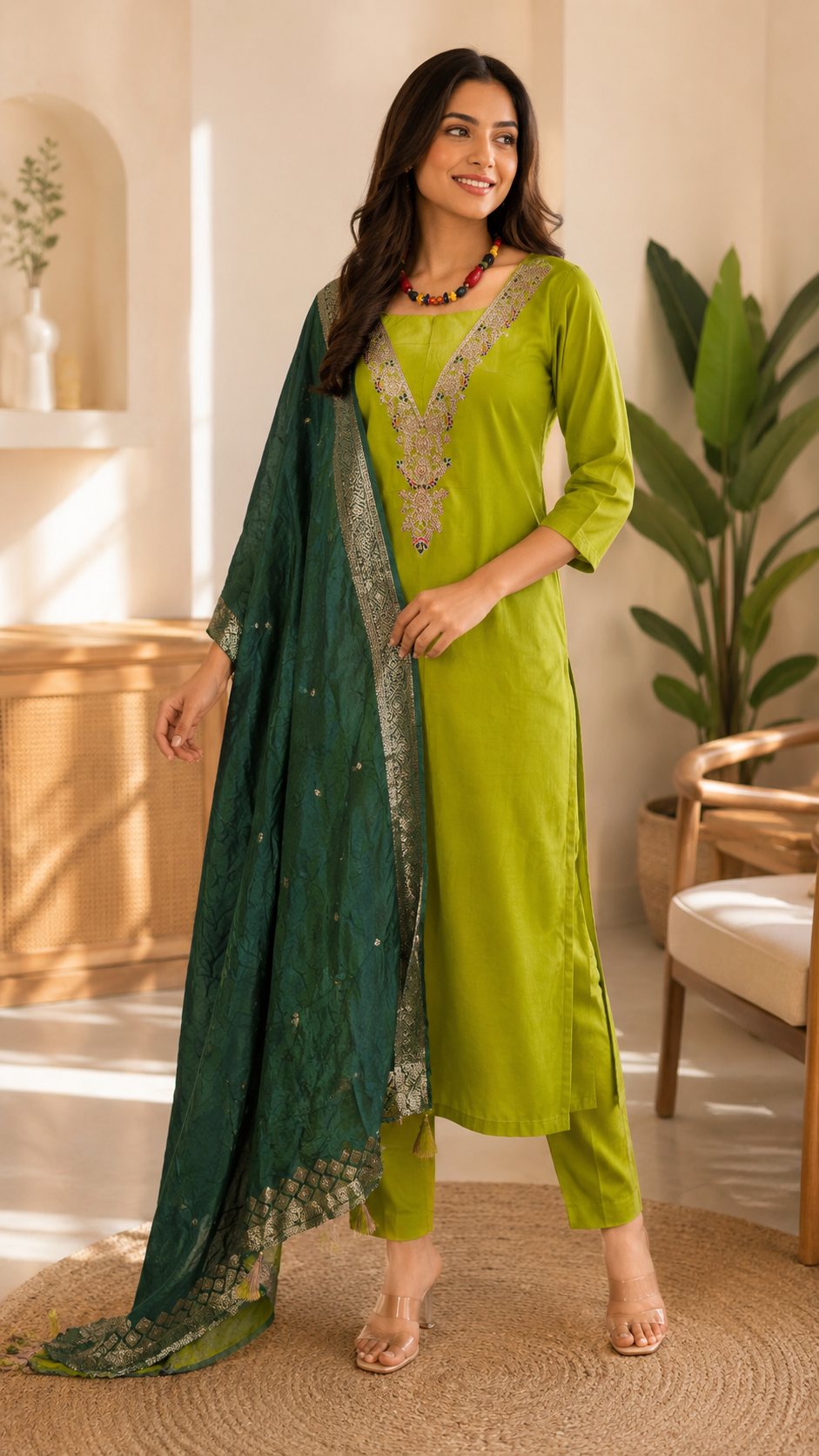 Glace cotton party wear suit best for mehndi function