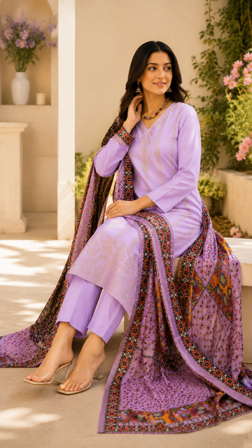 Dolla silk jaquard weaving suit