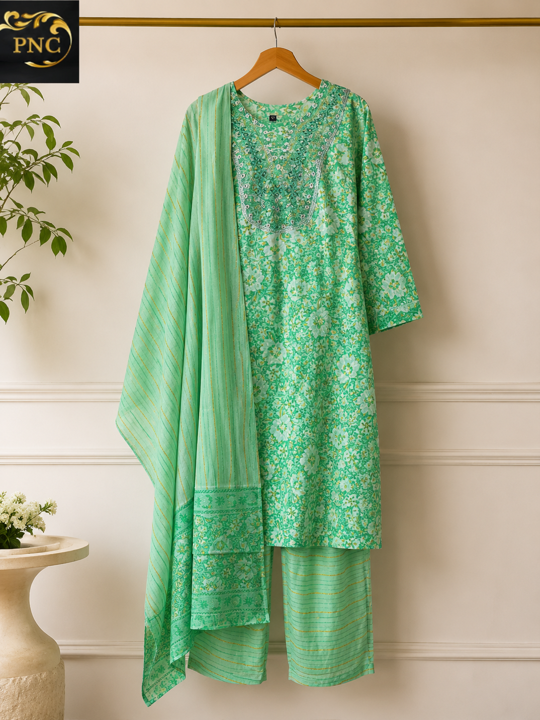 Pure cotton cool summerish shade kurti, bottom and dupatta set