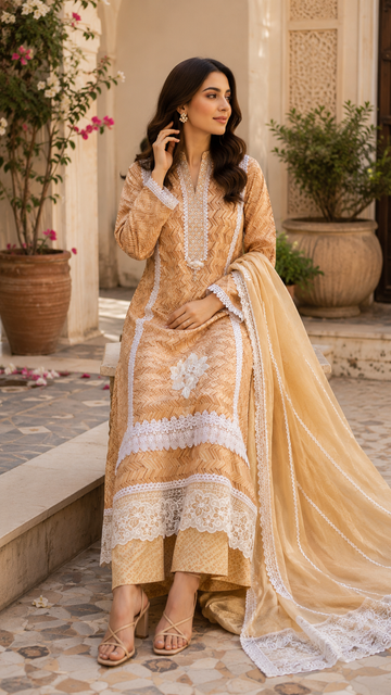 Pure cotton designer lacework suit