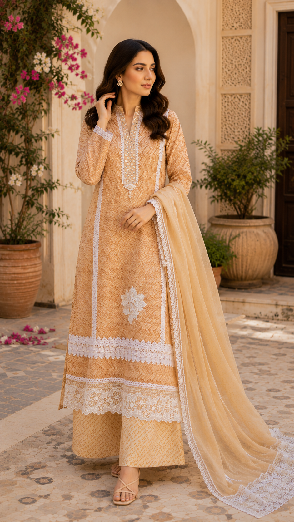 Pure cotton designer lacework suit