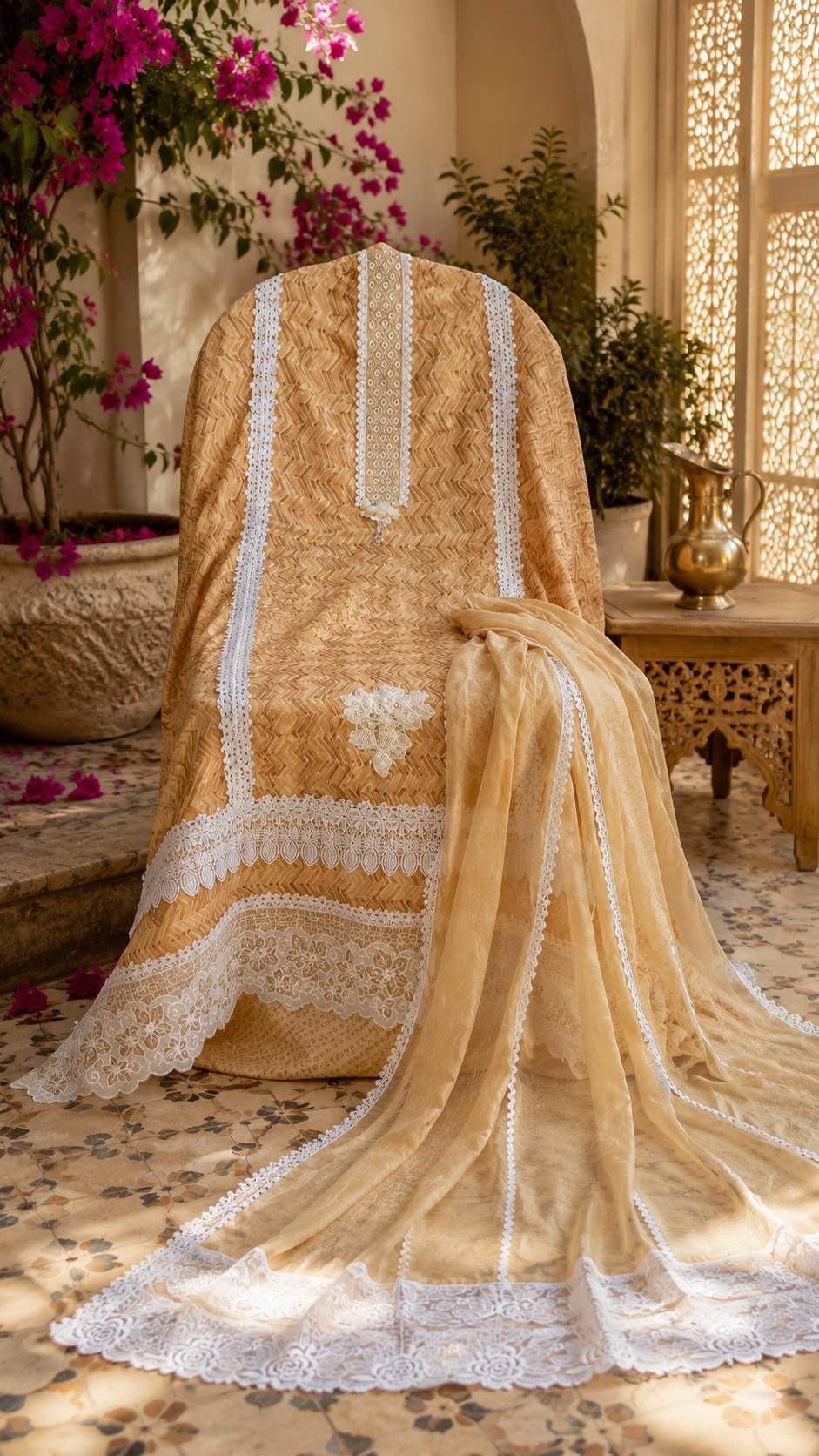 Pure cotton designer lacework suit