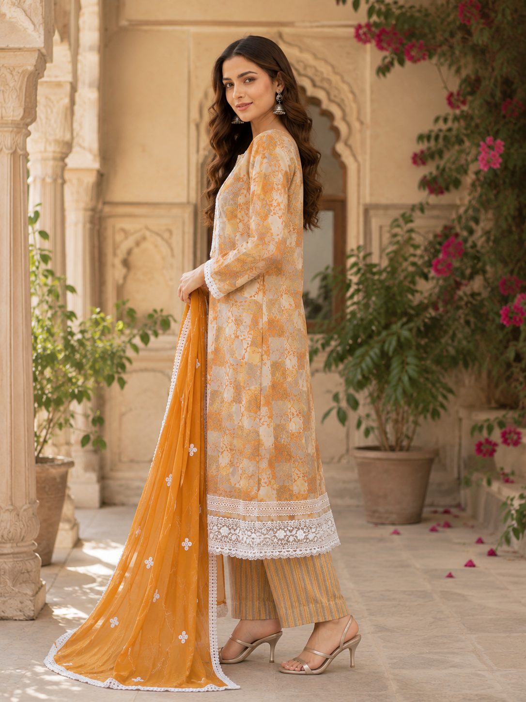 Cotton print with work summerish shade designer suit