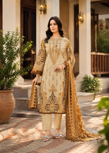 Pure cotton designer print with embroidery suit
