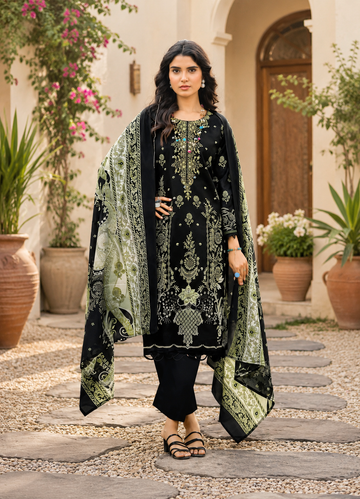 Pure cotton designer print with embroidery suit