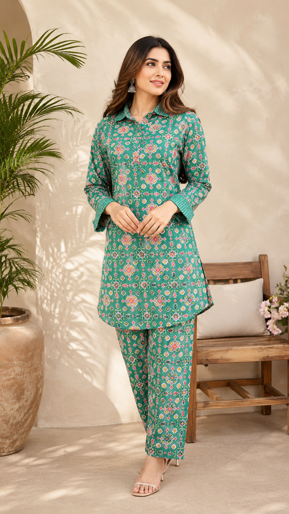 Pure muslin soft fabric designer sequence work co-ord set