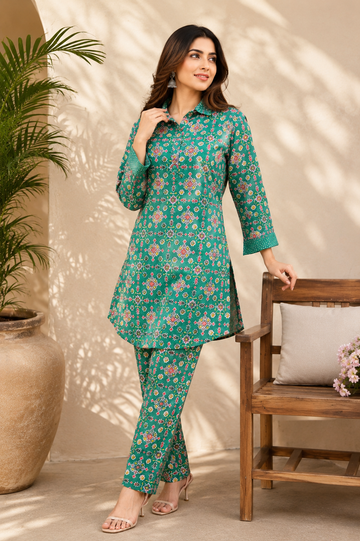 Pure muslin soft fabric designer sequence work co-ord set