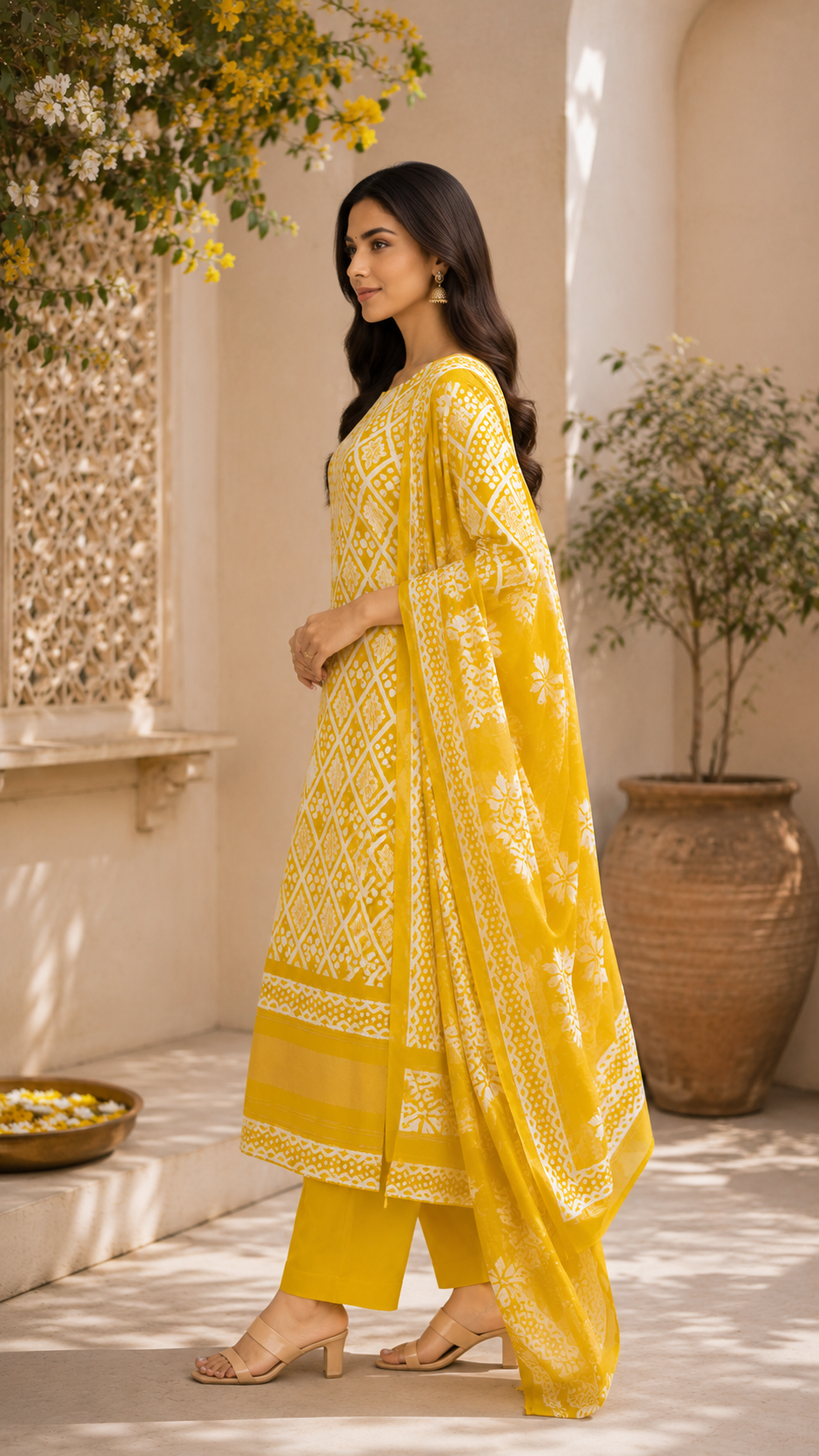 Pure cotton gajji border print suit