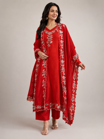 Vichitra silk unstitched designer suit