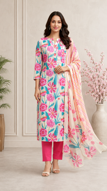 Muslin punjabi print suit