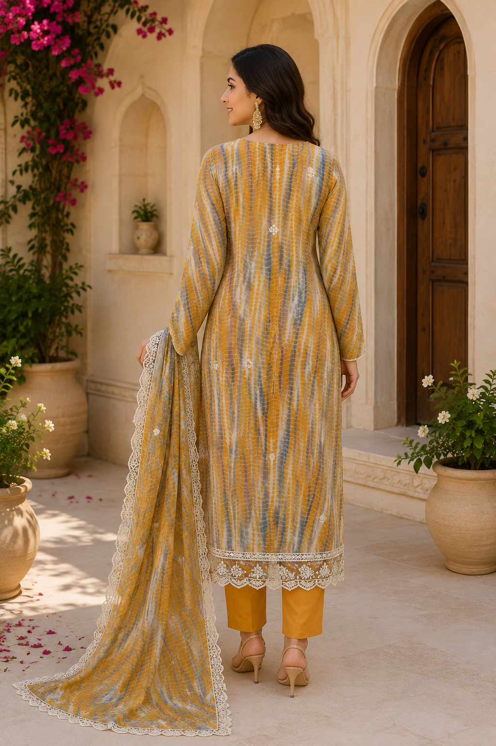 Elegant georgette embroidered suit with classy dupatta