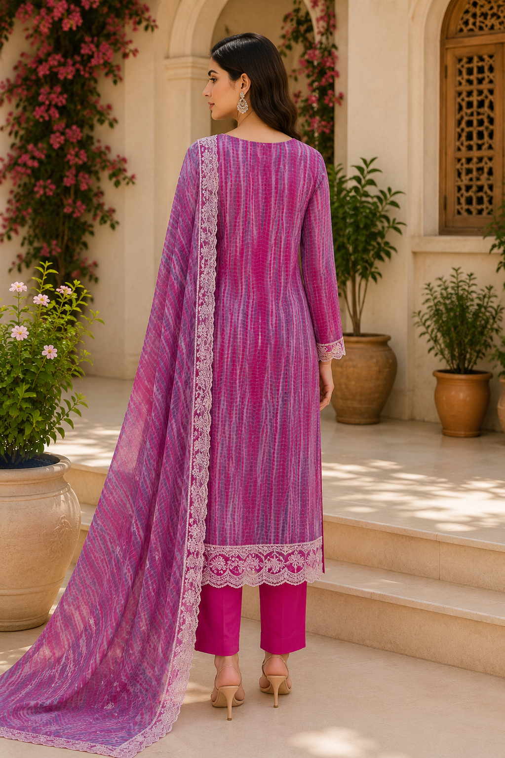 Elegant georgette embroidered suit with classy dupatta