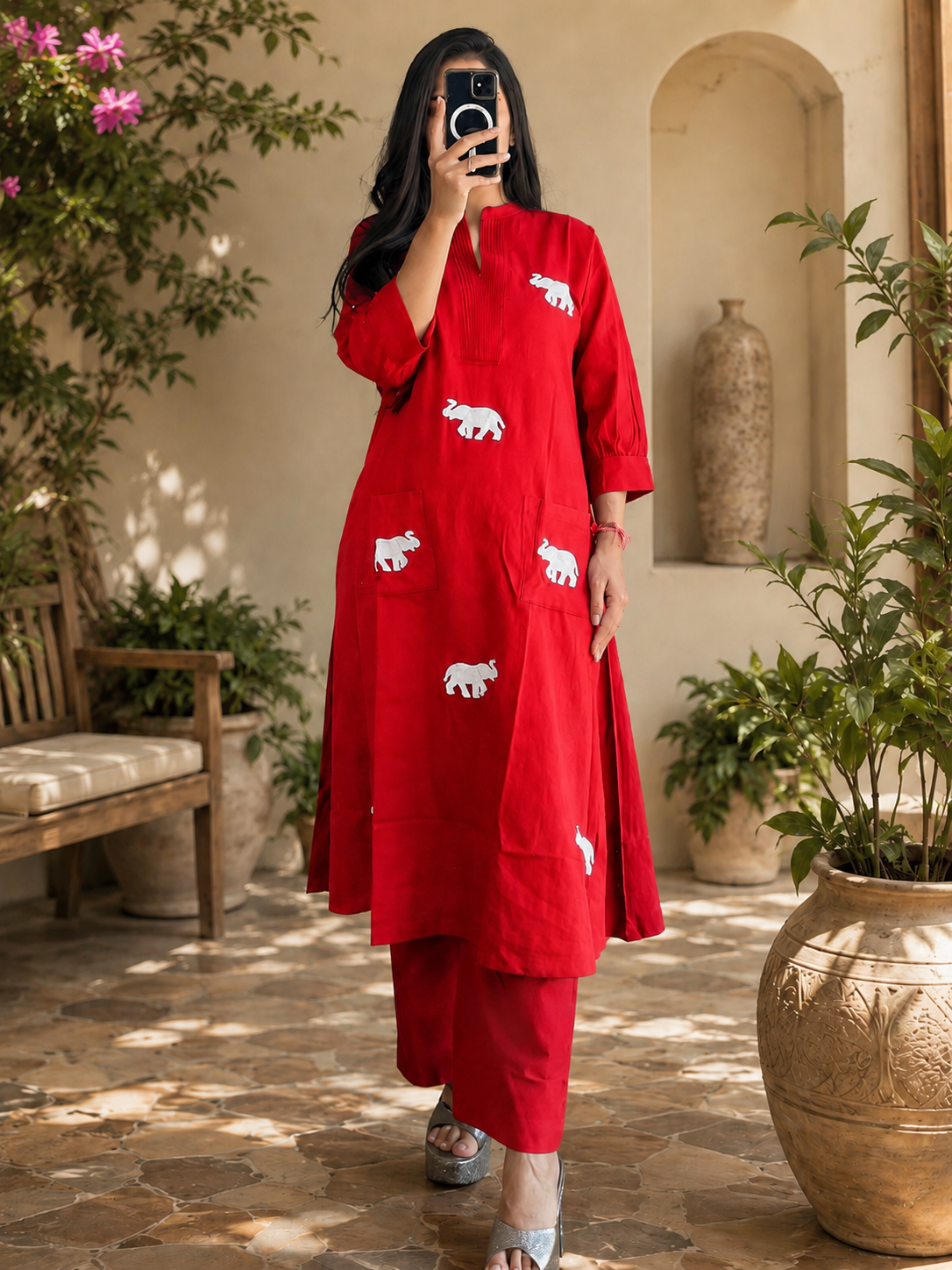 Cotton  embroidered co-ord set