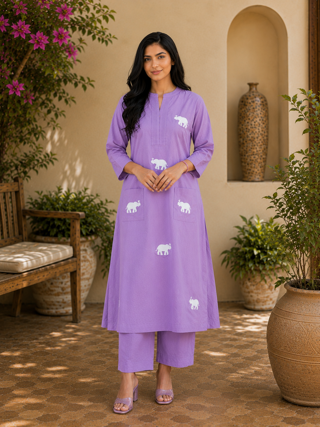 Cotton  embroidered co-ord set