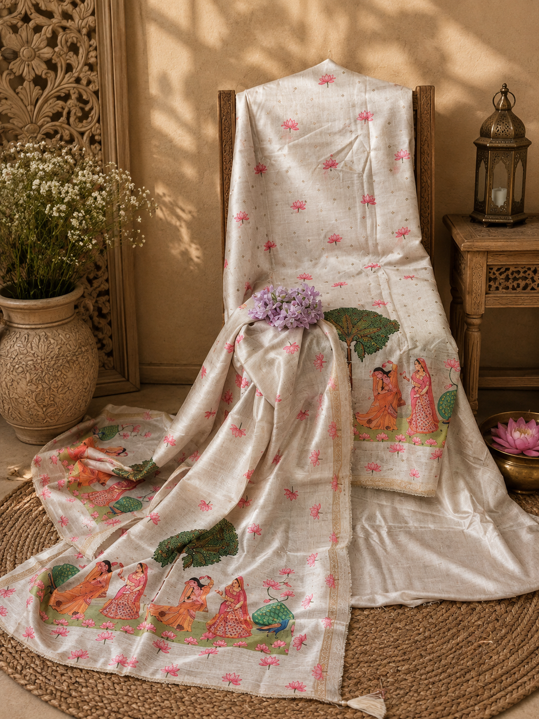 Premium Maheshwari Silk with elegant self-weaving texture