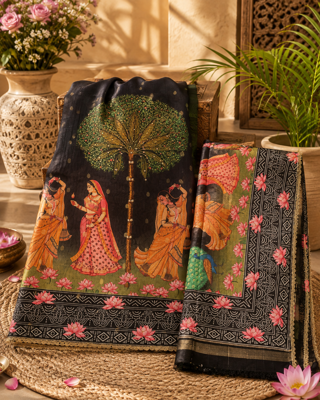 Premium Maheshwari Silk with elegant self-weaving texture