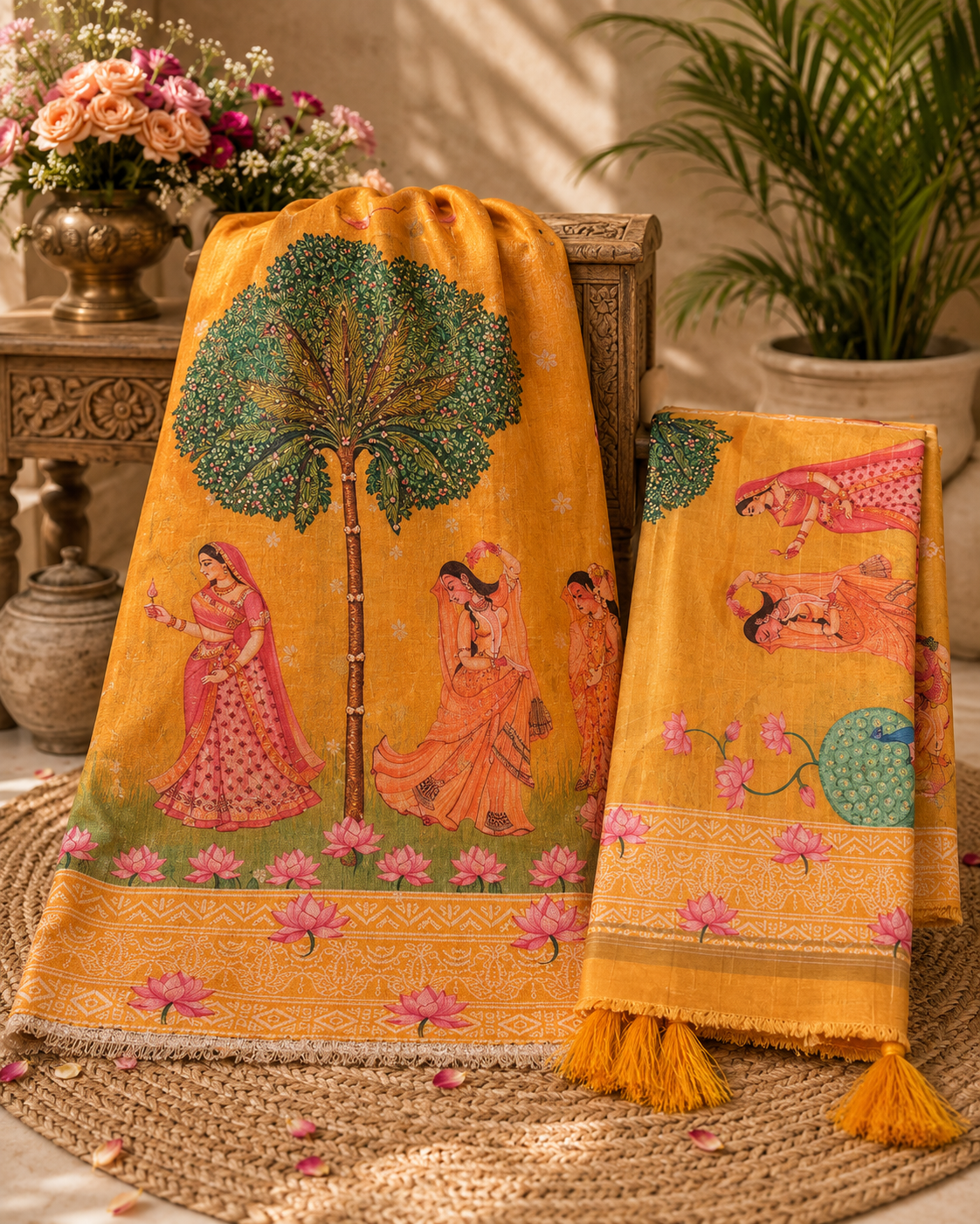 Premium Maheshwari Silk with elegant self-weaving texture