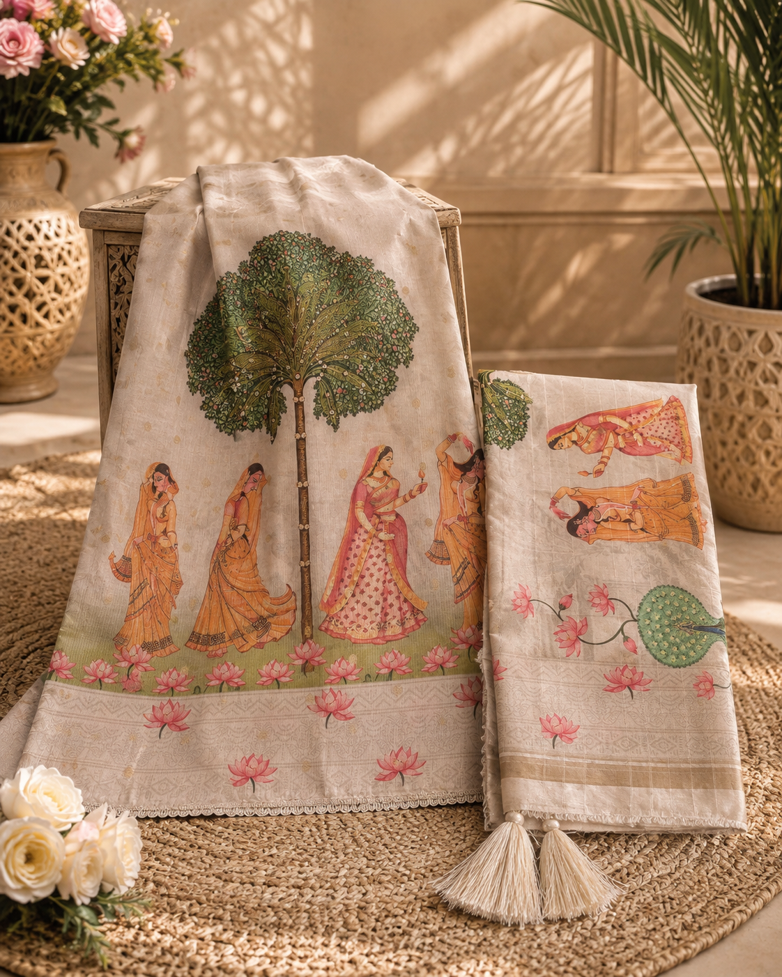 Premium Maheshwari Silk with elegant self-weaving texture