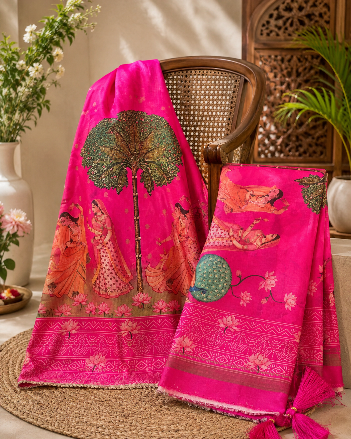 Premium Maheshwari Silk with elegant self-weaving texture