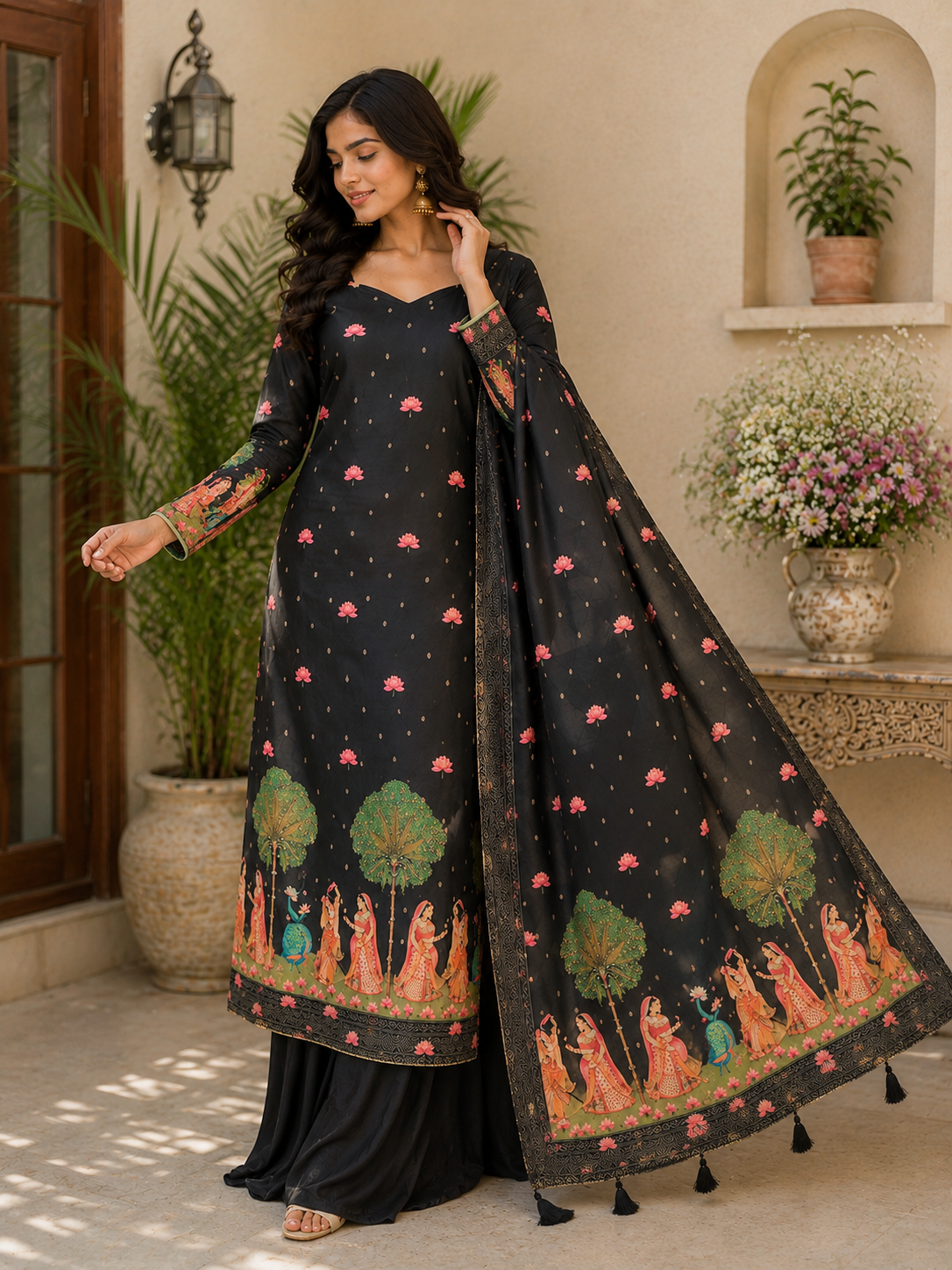 Premium Maheshwari Silk with elegant self-weaving texture