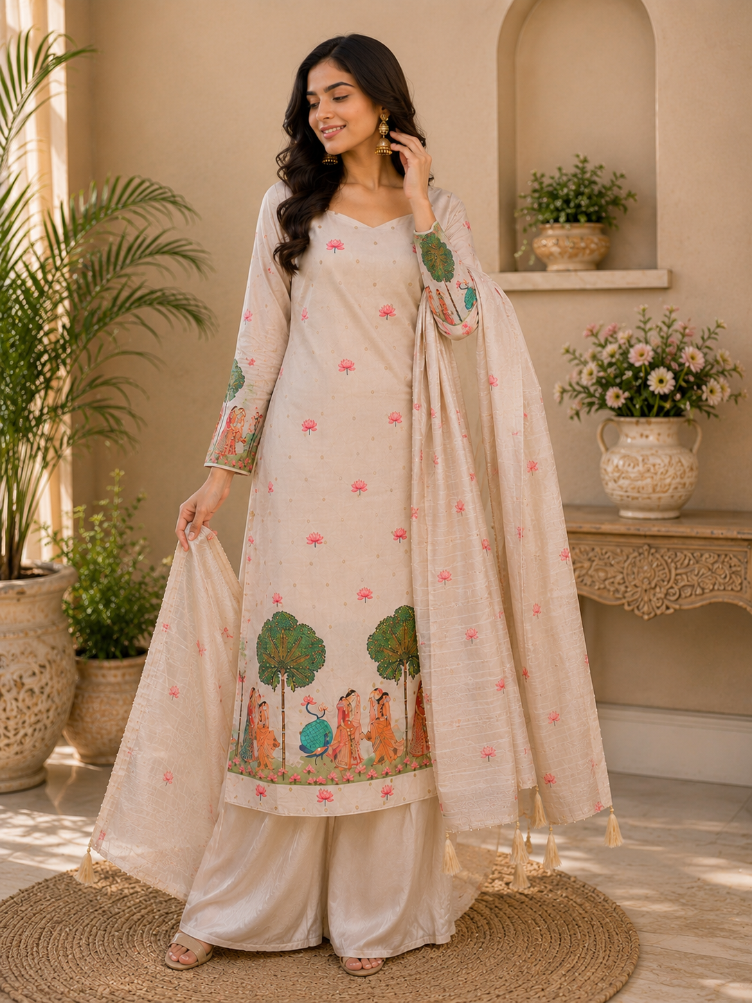 Premium Maheshwari Silk with elegant self-weaving texture