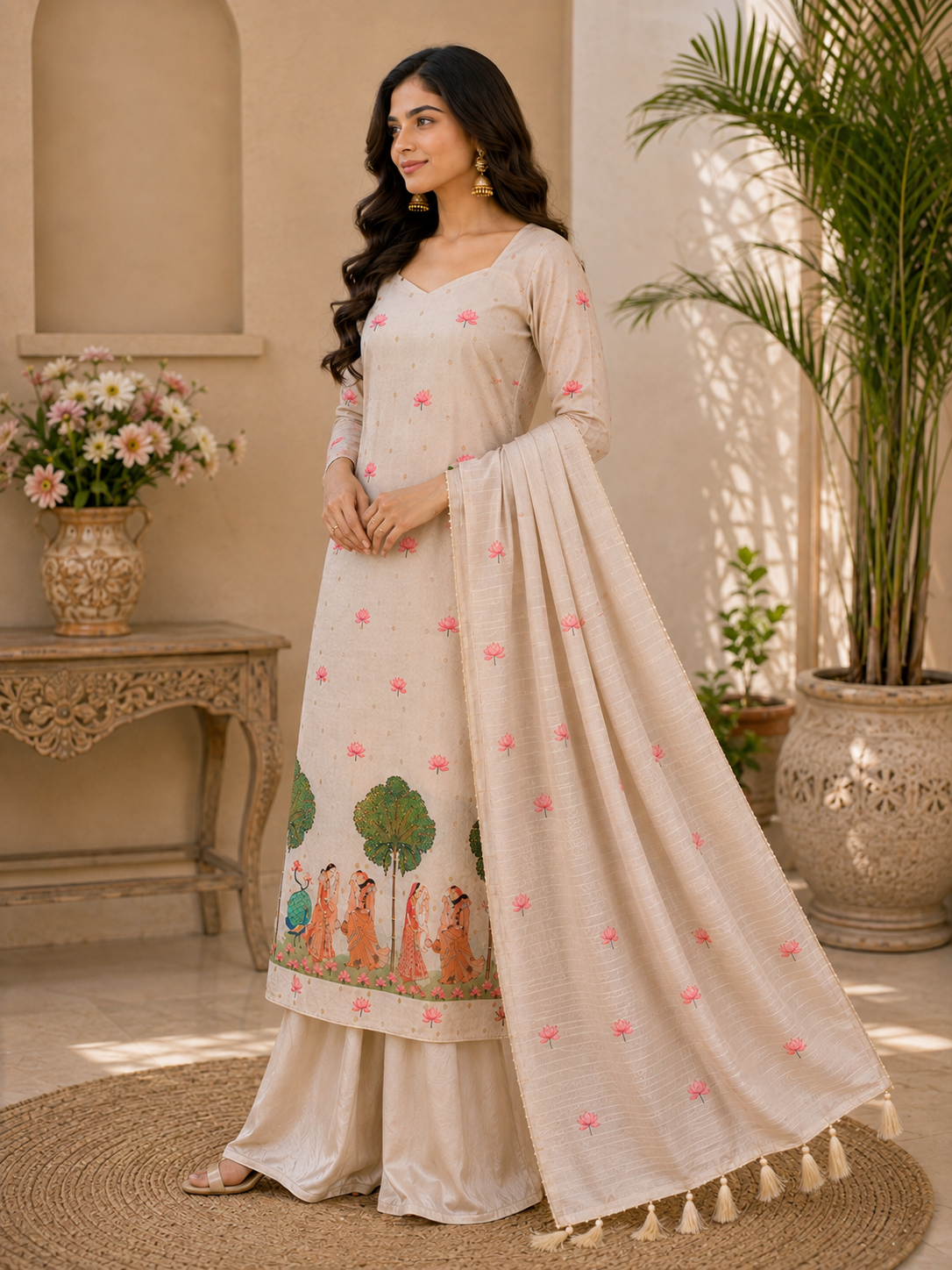 Premium Maheshwari Silk with elegant self-weaving texture