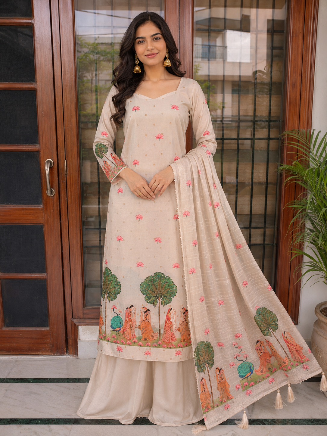 Premium Maheshwari Silk with elegant self-weaving texture