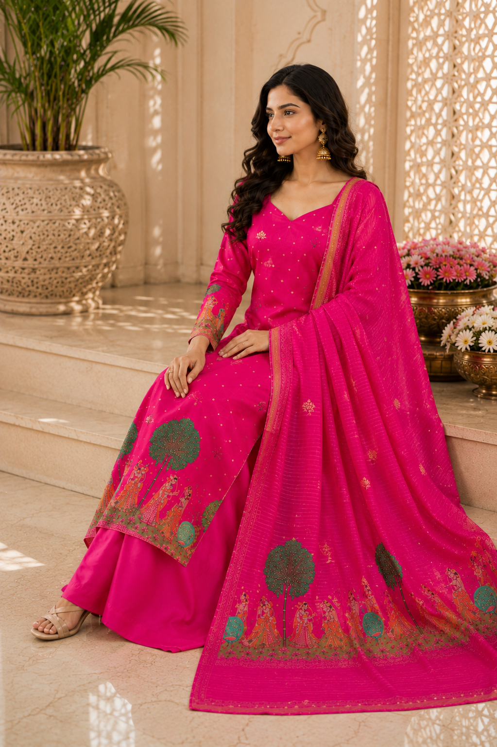 Premium Maheshwari Silk with elegant self-weaving texture