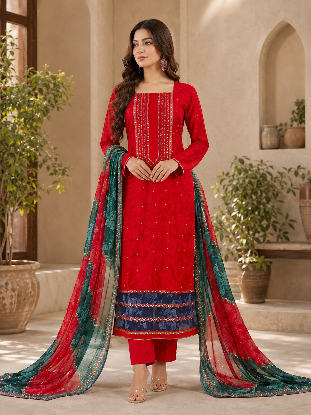 Elegant premium soft organza classy suit