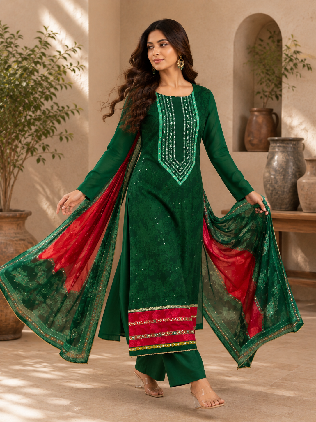 Elegant premium soft organza classy suit